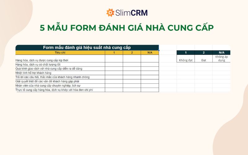 5 Form đánh giá nhà cung cấp