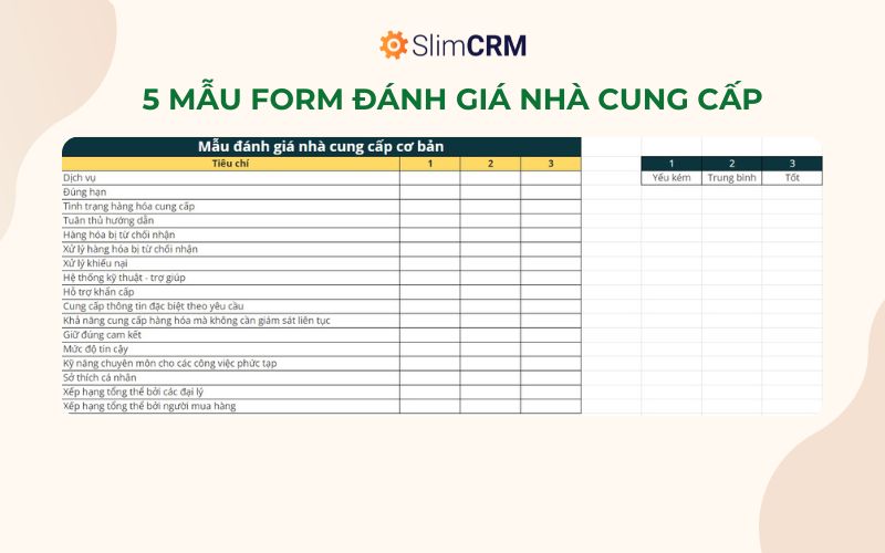 5 Form đánh giá nhà cung cấp