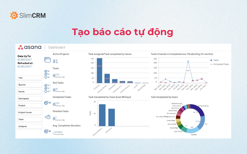 Tạo báo cáo tự động trên Asana