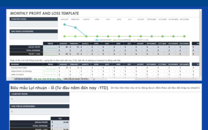 Mẫu bảng thu chi excel theo tháng kèm biểu đồ tạo tự động 01