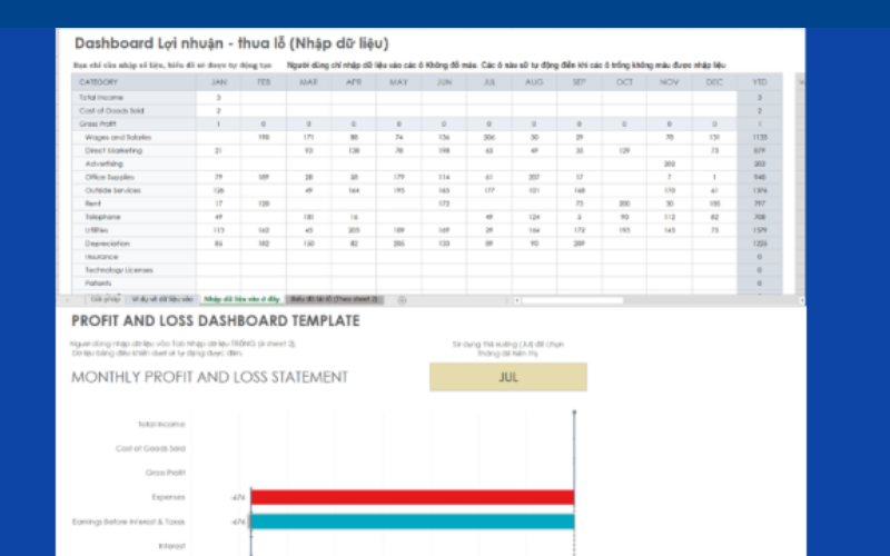 Mẫu bảng thu chi excel theo tháng kèm biểu đồ tạo tự động 02