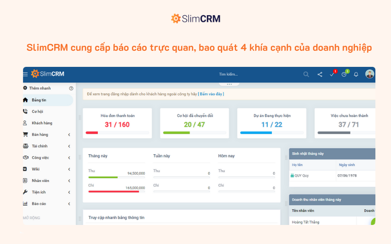 SlimCRM - phần mêm quản trị tốt nhất cho doanh nghiệp nhỏ