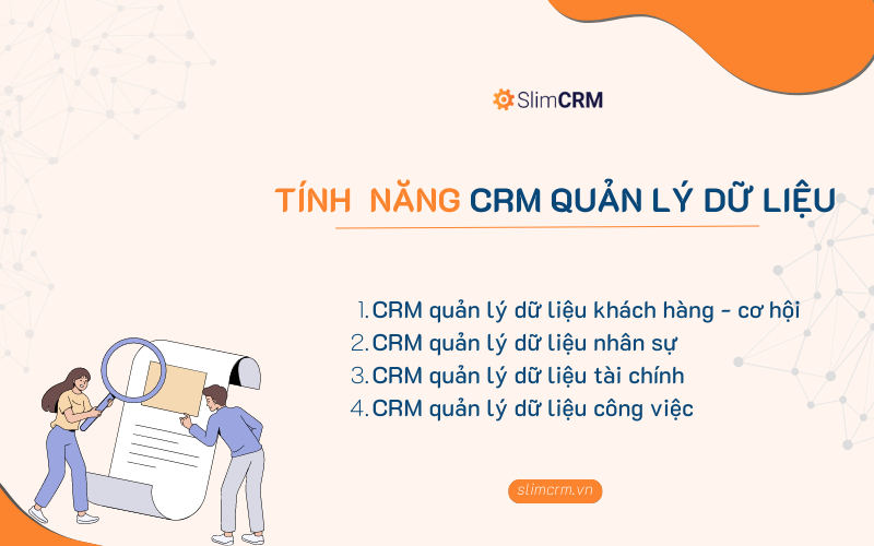 Các tính năng của CRM quản lý dữ liệu