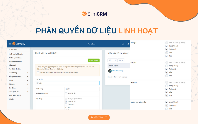 Phân quyền truy cập dữ liệu linh hoạt trên hệ thống SlimCRM