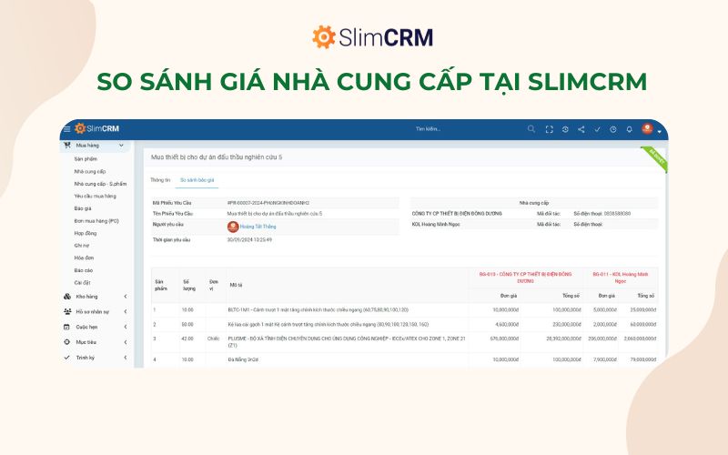 Form đánh giá nhà cung cấp_SlimCRM