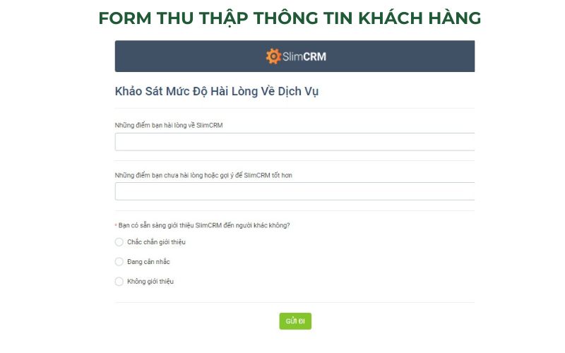 Form thu thập thông tin khách hàng