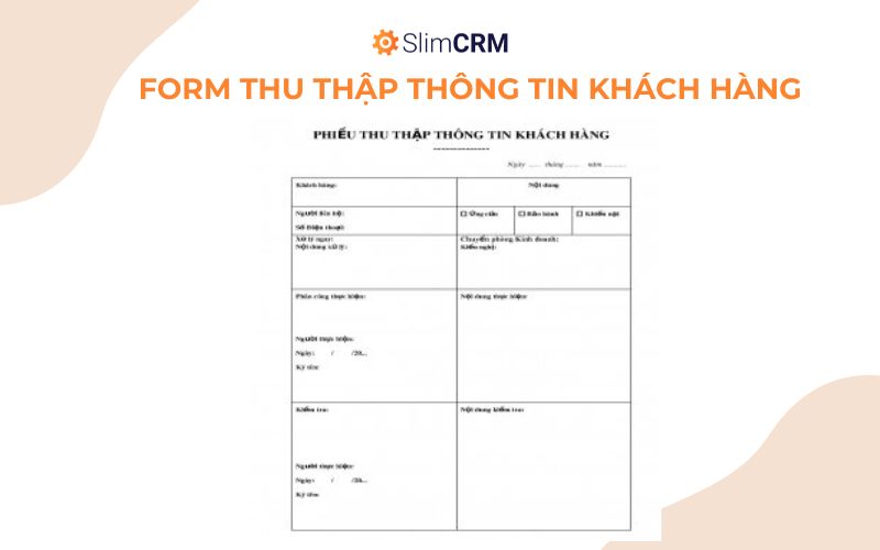 Form thu thập thông tin khách hàng