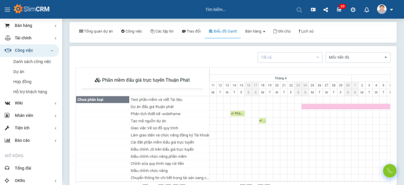 Chế độ xem Gantt Chart giúp quản lý dự án hiệu quả