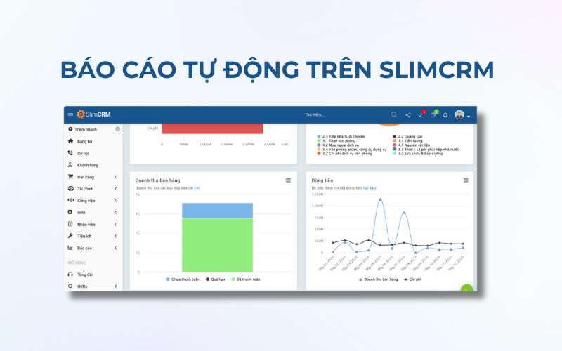 Báo cáo thu chi tự động trên SlimCRM