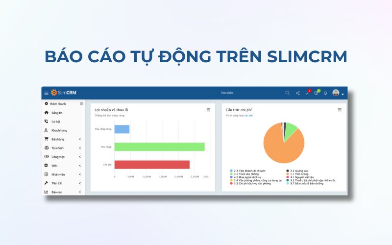 Báo cáo doanh thu chi phí tự động trên SlimCRM