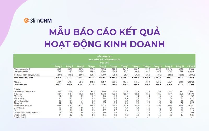 Mẫu báo cáo kết quả hoạt động kinh doanh