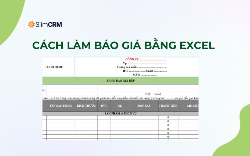 Cách làm báo giá bằng excel