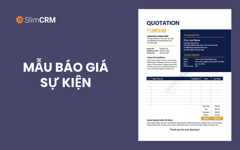 Mẫu báo giá sự kiện