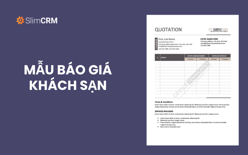 Mẫu báo giá cho khách sạn