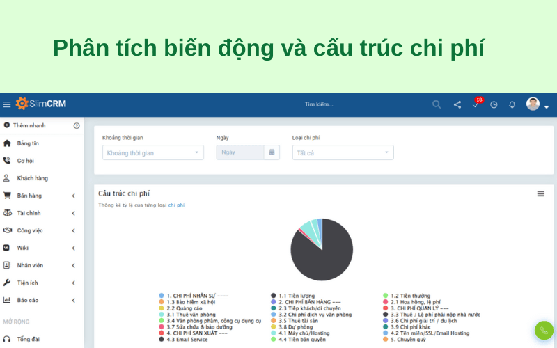 Tự động tổng hợp dữ liệu phân tích cấu trúc chi phí với SlimCRM