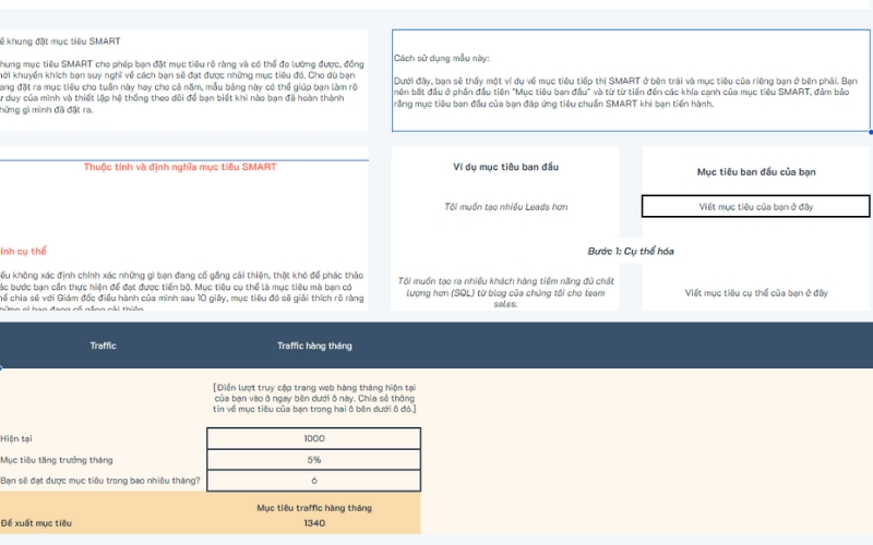 Mẫu excel lập mục tiêu Marketing theo nguyên tắc SMART