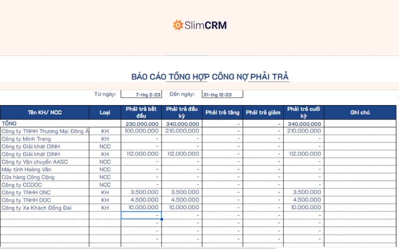 File quản lý công nợ bằng excel miễn phí