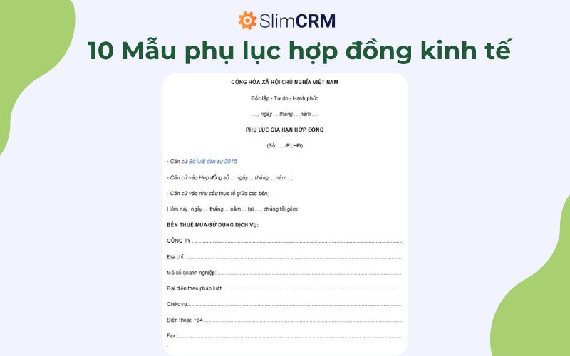 Mẫu phụ lục hợp đồng kinh tế