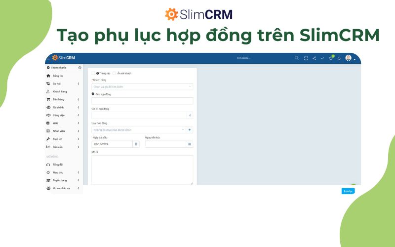 Mẫu phụ lục hợp đồng kinh tế tại SlimCRM