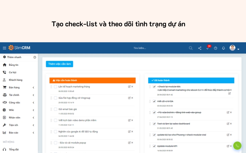 Tạo checklist đơn giản với SlimCRM