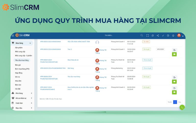 Quy trình mua hàng tại SlimCRM