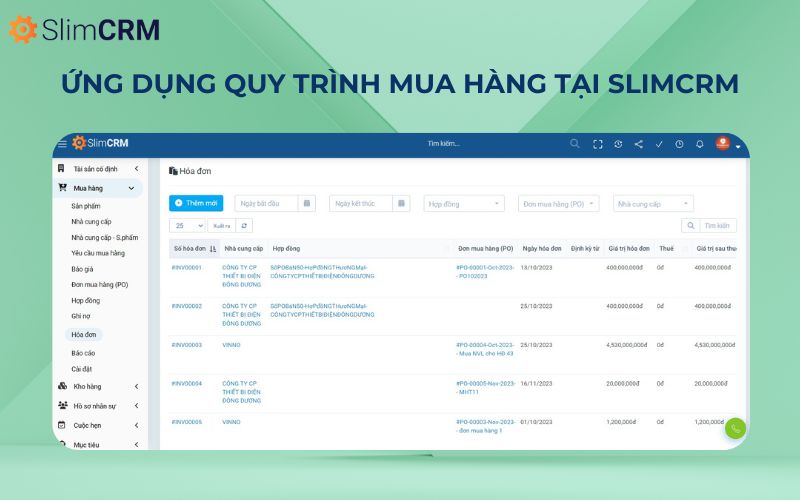 Quy trình mua hàng tại SlimCRM