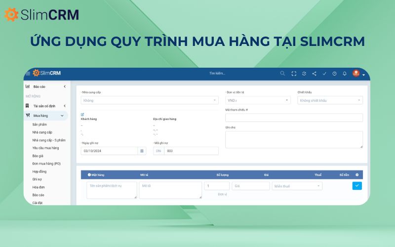 Quy trình mua hàng tại SlimCRM