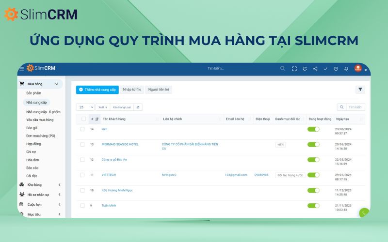 Quy trình mua hàng tại SlimCRM