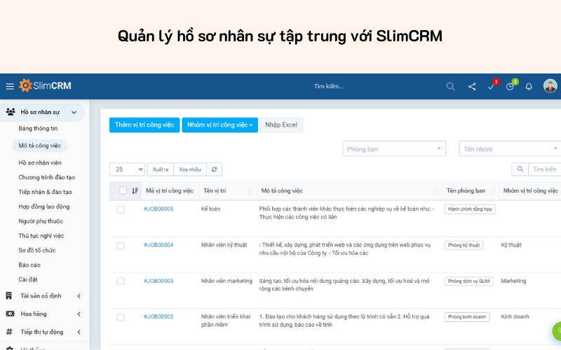 Quản lý hồ sơ nhân sự tập trung với SlimCRM