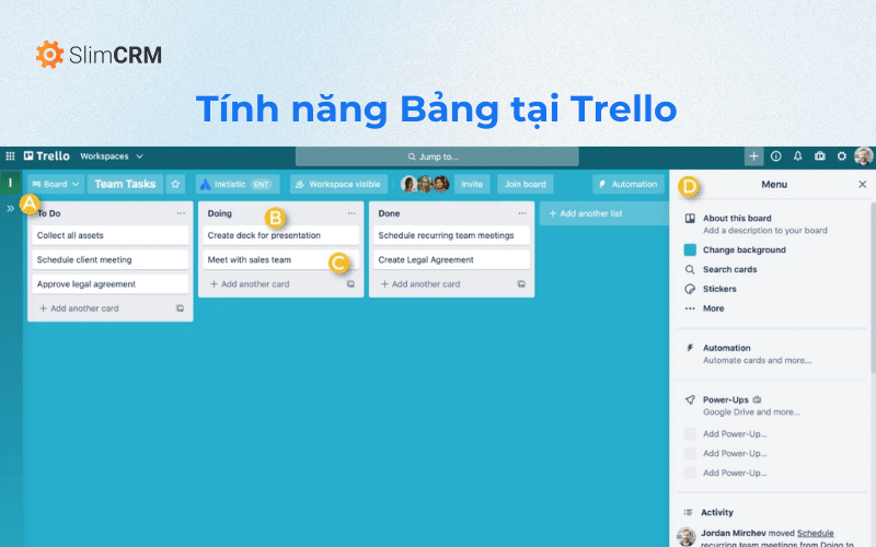 Tính năng bảng trên Trello