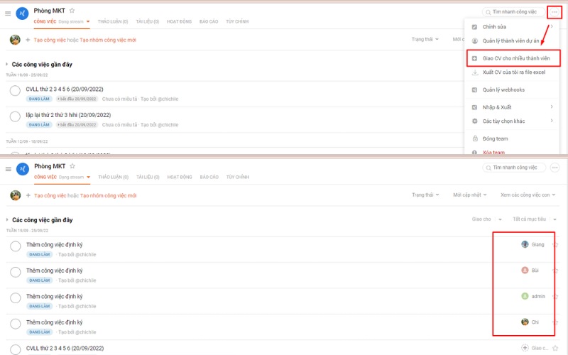 Tính năng phân công cho nhiều người trên Base Wework