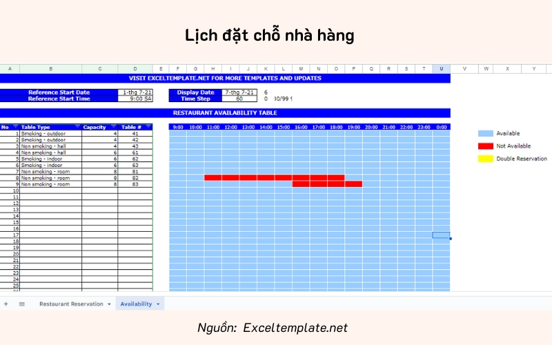 Lịch đặt chỗ nhà hàng