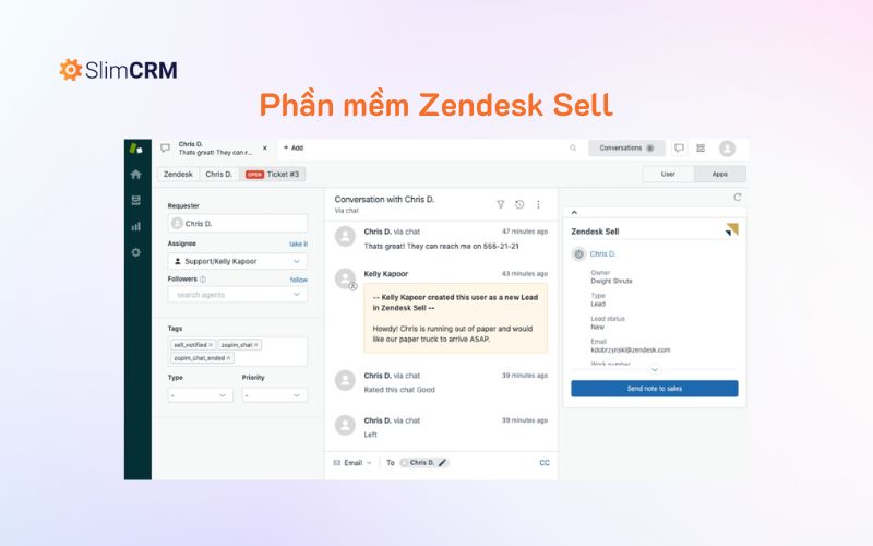 Zendesk Sell có gói miễn phí cho tối đa 3 người dùng