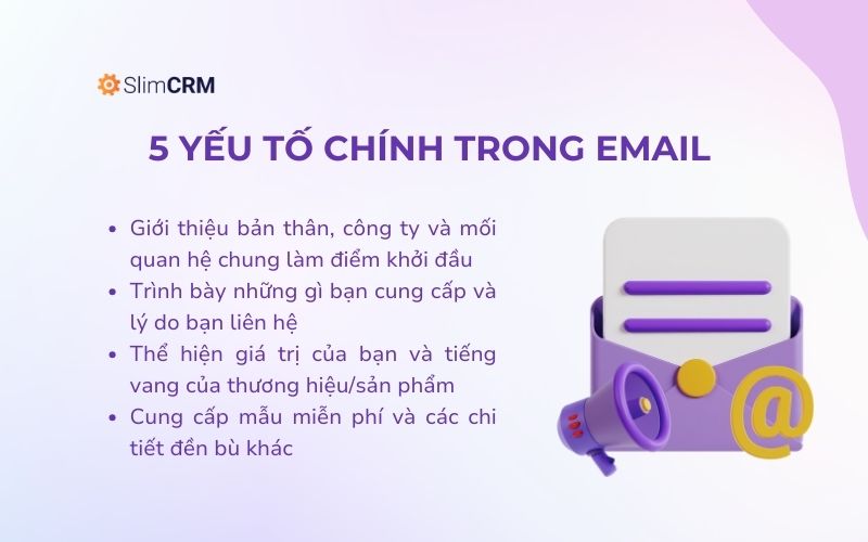 Các yếu tố chính cần có trong email