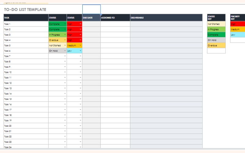 Mẫu To-do list bằng excel