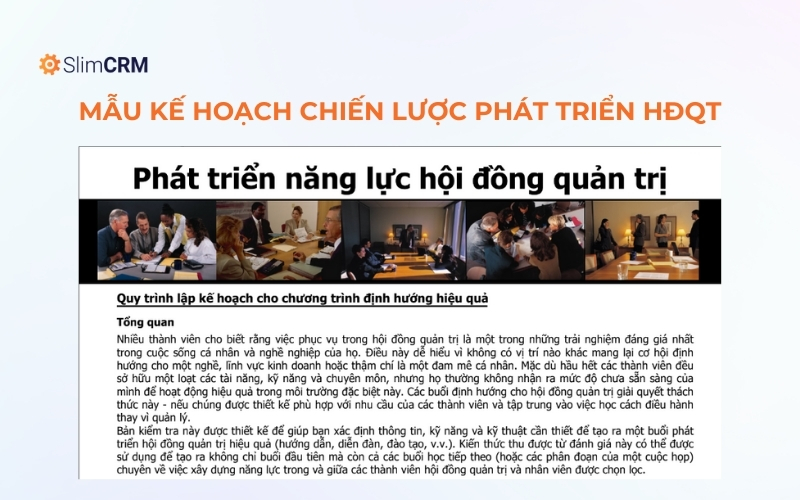 Mẫu kế hoạch chiến lược phát triển hội đồng quản trị