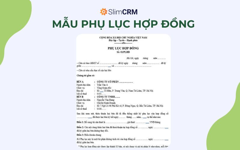 Mẫu phụ lục hợp đồng kinh tế