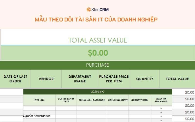 Mẫu theo dõi tài sản công nghệ thông tin của doanh nghiệp